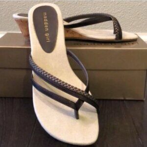 Madden Girl Low Wedge Heel Thong-Sandal Sz 7.5 Brown Bronze #267L